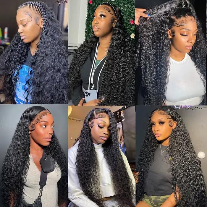 Perruque Lace Front Wig naturelle bouclée, Deep Wave, HD, 13x6, 13x4, 30 pouces