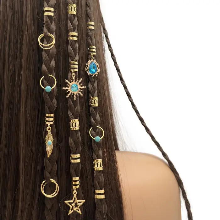 46 pièces pendentif Turquoise Dreadlock tresse cheveux perle anneaux de cheveux Style Hippie accesso