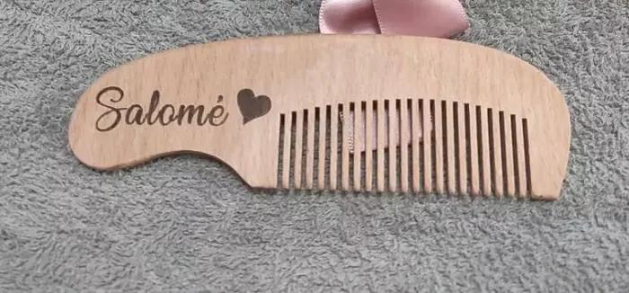Brosse à cheveux et peigne en bois naturel pour bébé, poli manuellement, cuillère à soupe, massage a