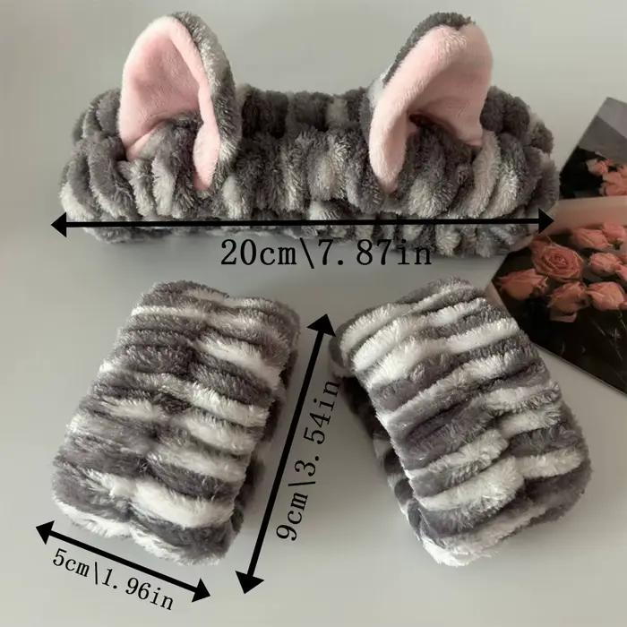 3 pièces lavage visage bandeau doux confortable en peluche bandeau bracelet ensemble pour les filles