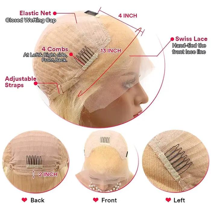 613 vague profonde HD dentelle frontale perruque densité longue Blonde bouclés perruque vague d'eau