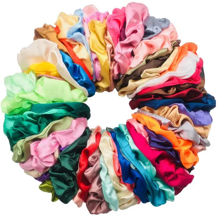 Chouchous en Satin pour filles, 25/10/6 pièces, bandeau élastique pour queue de cheval, attaches en