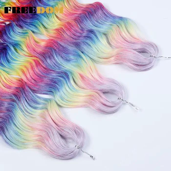 FREEDOM Extensions de cheveux tressés synthétiques naturel lâche profond ondulé 24 pouces longue tre