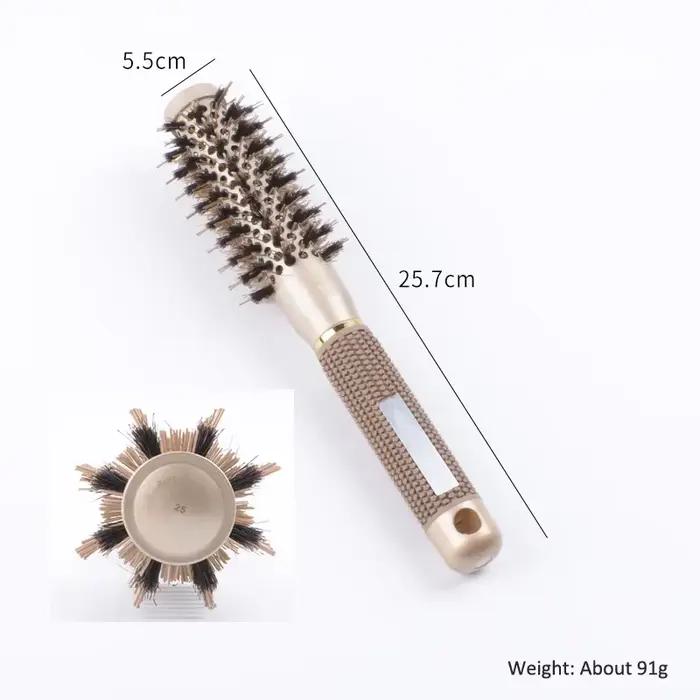 Brosse à cheveux ionique ronde pour séchage rapide, poils de sanglier, peigne en céramique, outils d