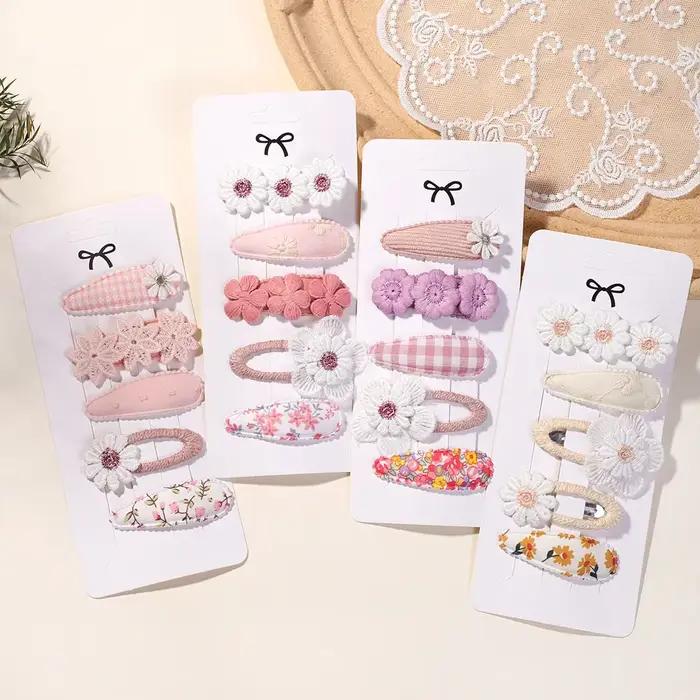 Nouveau 5 pièces BB Clips ensemble pour enfants cheveux accessoires doux imprimé Hairbangs pince à c