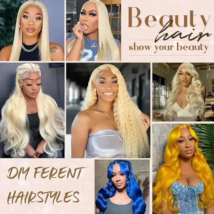 Extensions de cheveux brésiliens lisses couleur blonde 613, 1/3/4 paquets, tissage Remy en cheveux h