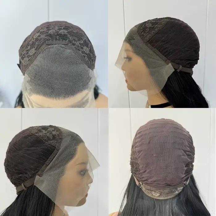 Perruques Lace Front synthétiques noires pour femmes, cheveux longs, corps ondulé, fibre de degré de