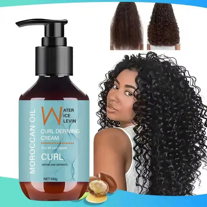 Crème définissante pour boucles à l'huile marocaine Water Ice Levin, 100g, pour tous les types de bo