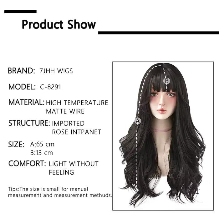 7JHH perruques populaire brun cendré longue vague profonde cheveux Lolita perruques avec frange perr