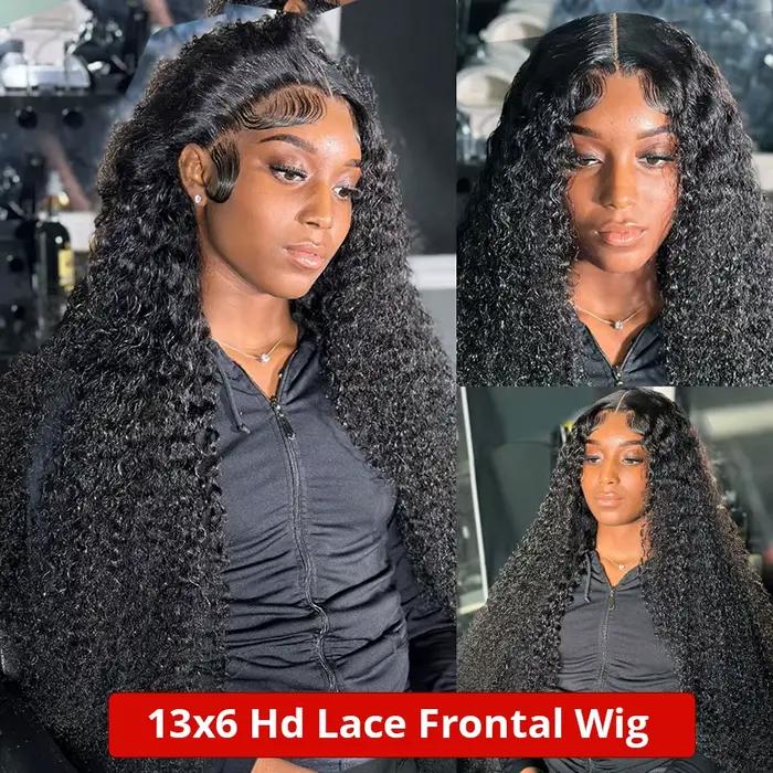 Perruque Lace Front Wig naturelle bouclée, Deep Wave, HD, 13x6, 13x4, 30 pouces