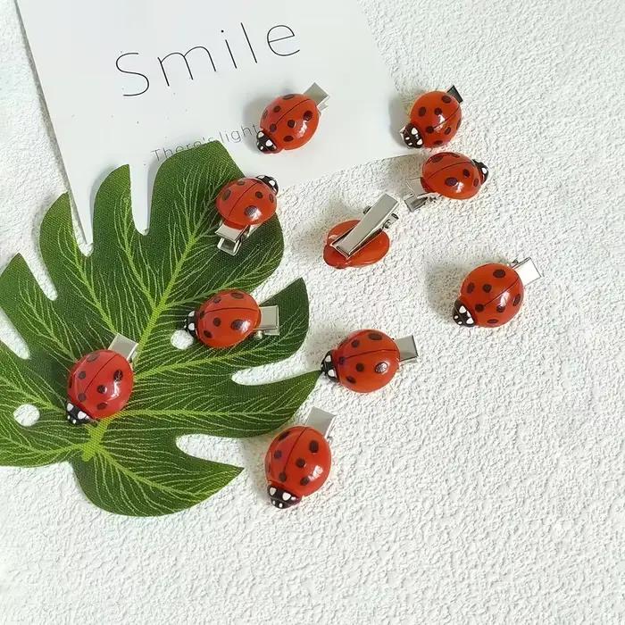10 pinces à cheveux coccinelle, pinces à cheveux antidérapantes rouges, pinces à cheveux d'animaux p