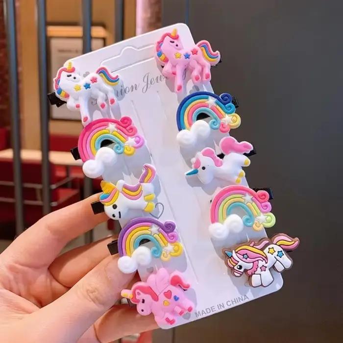 Pinces à cheveux licorne de dessin animé pour filles, jolies épingles à cheveux pour enfants, bandea