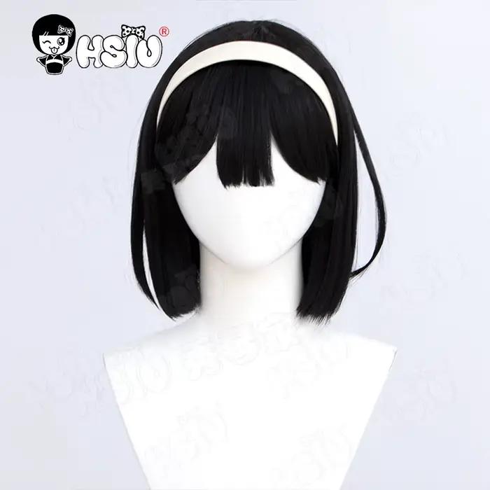 Sua Cosplay vêtements perruque fibre synthétique perruque courte perruque noire 「HSIU」robe blanche p