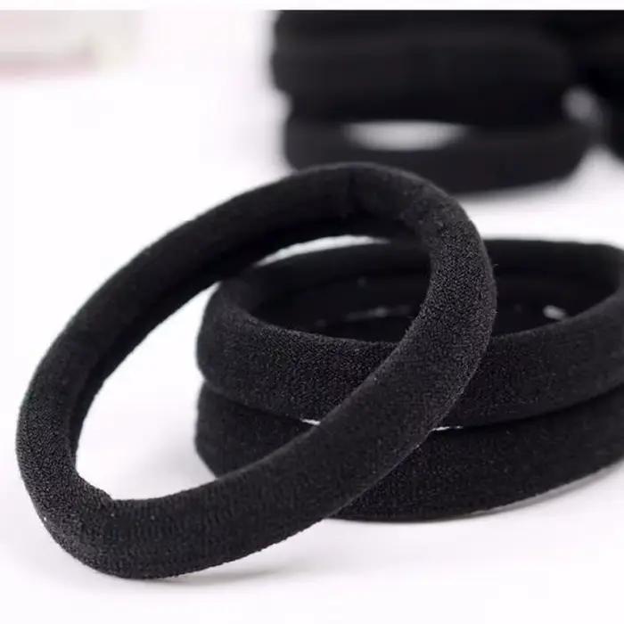 Bandes de cheveux noires pour femmes et filles, chouchous en caoutchouc à haute élasticité, porte-qu