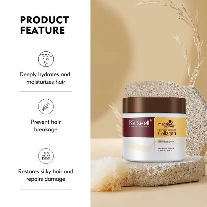 Karseell 100ML masque capillaire au collagène réparation profonde dommages huile d'argan traitement