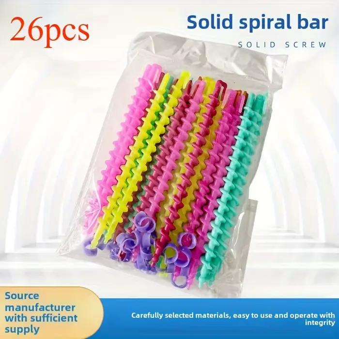 Fer à friser en spirale de couleurs mélangées 26 pièces-fer à friser en plastique résistant à la cha