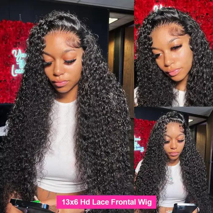 Perruque Lace Frontal Wig brésilienne naturelle bouclée, cheveux humains, Loose Deep Wave, 13x6, 13x