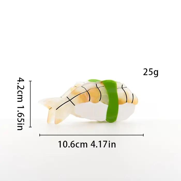 Pince à cheveux en acétate style japonais 2026, motif rouleau de sushi au saumon, série alimentaire,