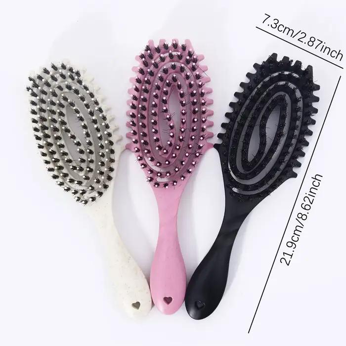 Peigne en forme d'arc creux en poils, adapté à un usage sec et humide, brosse de coiffure antistatiq