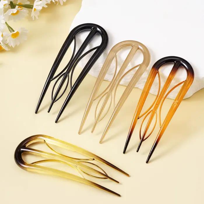 Feuilles d'acétate en forme de U bâton de cheveux fourchette à cheveux outils de coiffure épingle à