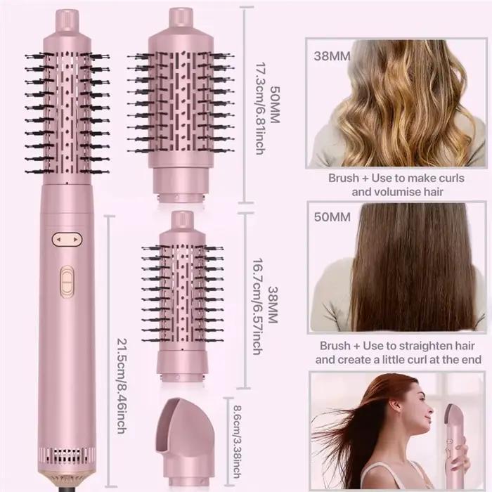 Brosse sèche-cheveux rotative, brosse à air chaud rotative 3 en 1 avec brosse amovible, brosse sèche