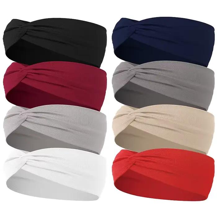 Femmes croix couleur unie bandes de cheveux filles mode imprimé léopard élastique tricoté bandeaux V
