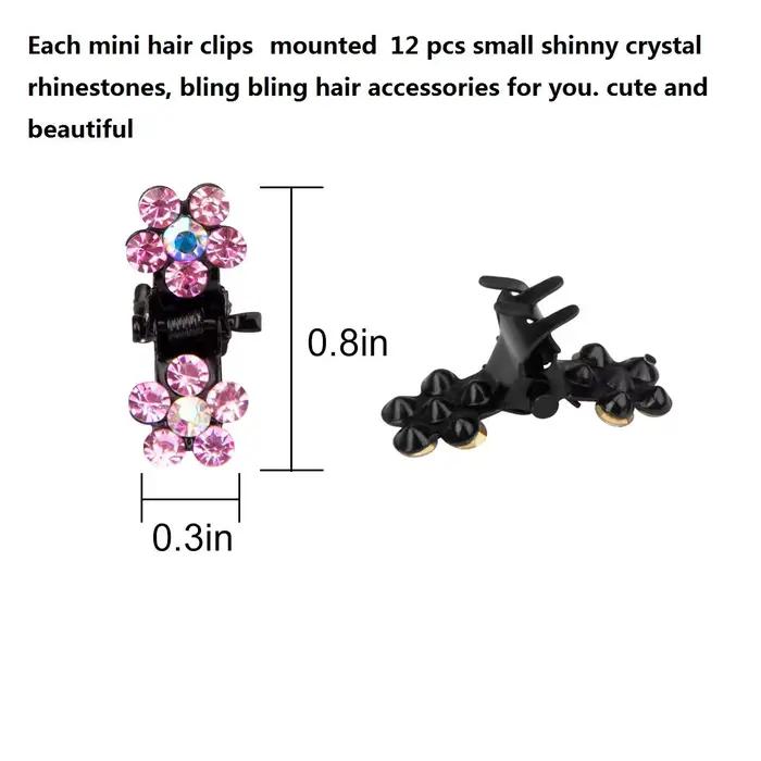 Mini pinces à cheveux en métal antidérapantes, fleurs colorées à paillettes et strass, accessoires p