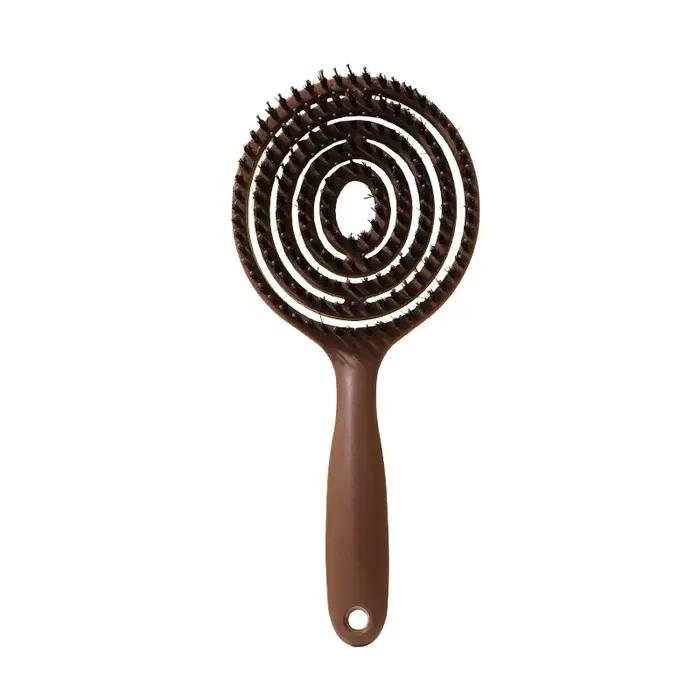 1 pièce Brosse à cheveux ronde démêlante en poils de sanglier pour le volume, le soin du cuir chevel