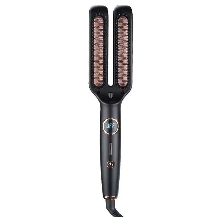 Brosse lissante et fer à boucler multifonction 2 en 1, en céramique, électrique, pour le coiffage