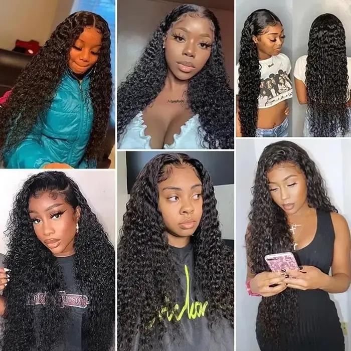 Extensions de Cheveux Humains Ondulés Profonds, 38 Pouces, Cheveux Brésiliens Vierges Non Traités, D