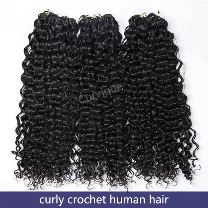 Extensions de cheveux humains bouclés au crochet, style boucles birmanes, pré-séparées, sans nœuds,