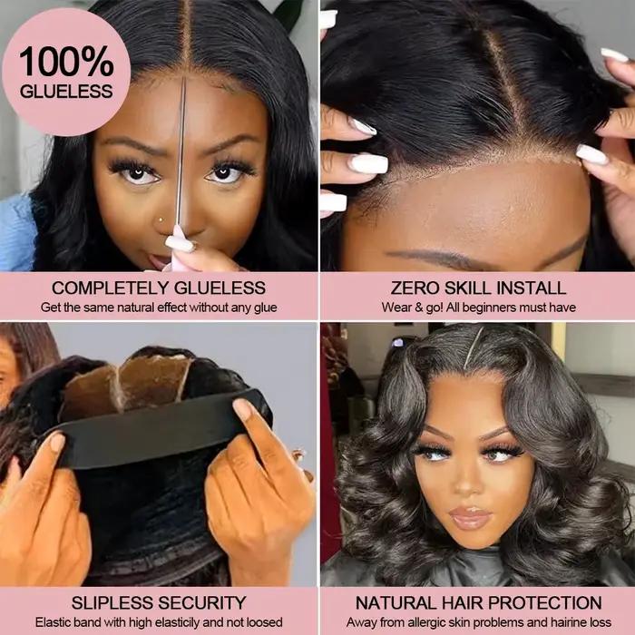 13x6 sans colle HD dentelle avant perruque vague de corps brésilien cheveux humains pré-coupé dentel