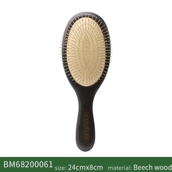 Brosse à cheveux en acier pour femmes, palette de Massage du cuir chevelu, brosse à cheveux en bois,