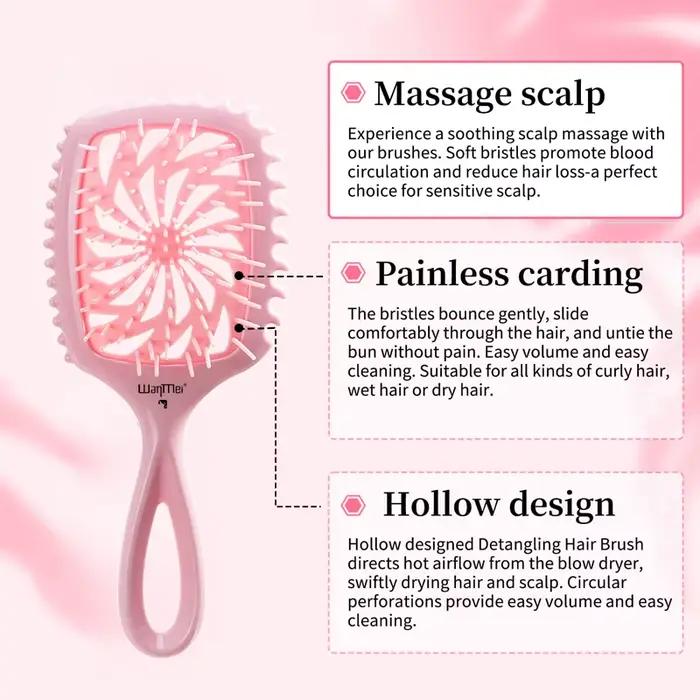 WANMEI Brosse à cheveux démêlante - Sans effort sans enchevêtrement - idéale pour les bouclés nature