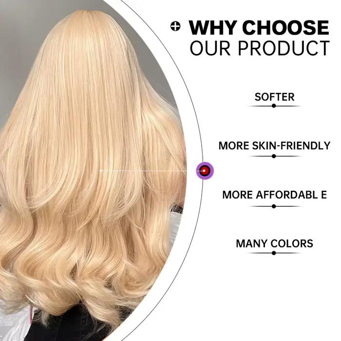 GEMMA-Perruques Synthétiques Ondulées avec Frange pour Femme, Perruque Longue, Blond Clair, Vague Na