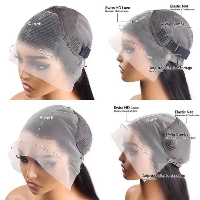 Perruque Lace Frontal Wig brésilienne naturelle, cheveux humains, Body Wave, densité 250%, 13x4, 13x
