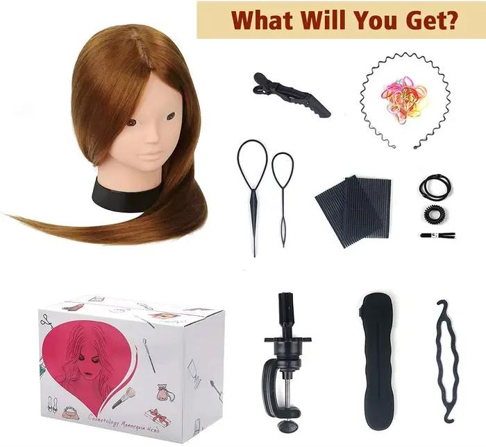 80% vrais cheveux poupée tête pour coiffures Mannequin tête cheveux formation tête tresse coiffure p