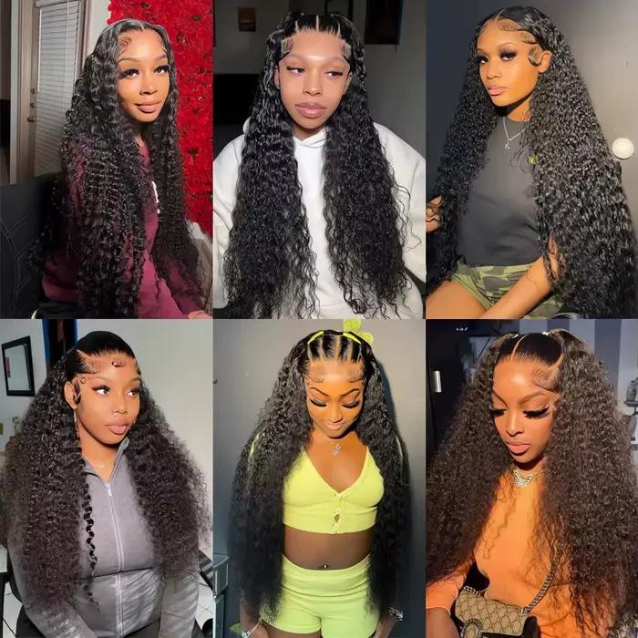 Perruque Lace Frontal Wig brésilienne naturelle bouclée, cheveux humains, Loose Deep Wave, 13x6, 13x