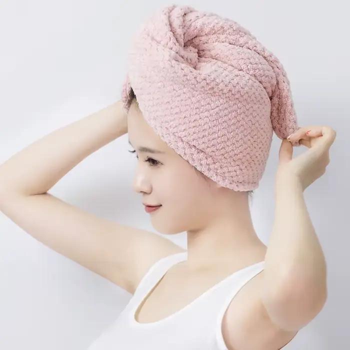 Serviette pour cheveux secs pour femmes (bonnet pour cheveux secs) – Microfibre douce en polaire cor