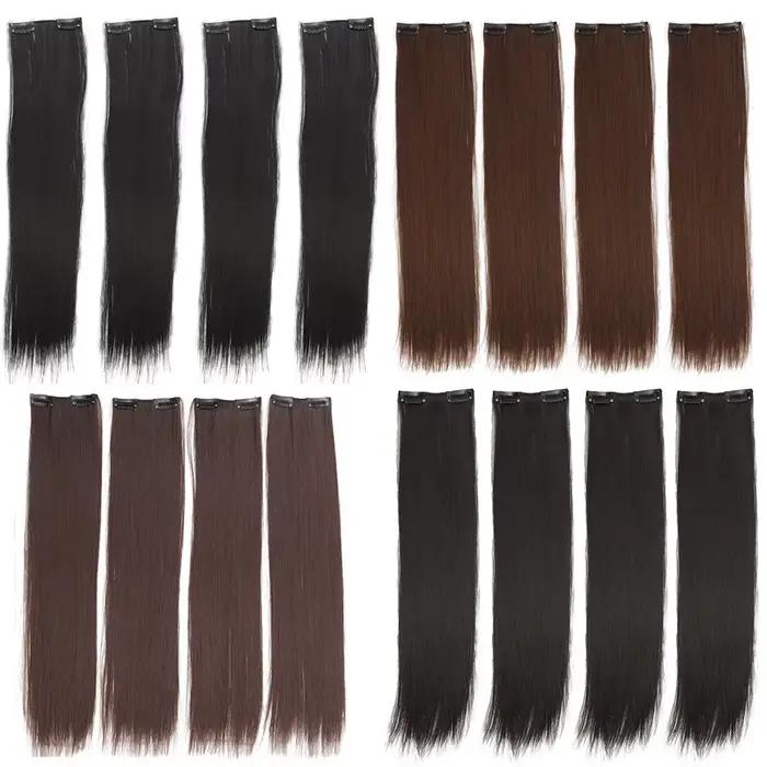 Extensions capillaires synthétiques lisses quatre pièces pour femmes, 4 pièces, 16 pouces/20 pouces/
