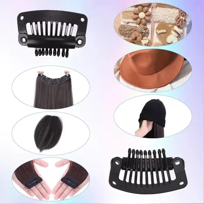 Clips de perruque en plastique noir 32Mm, Clip à pression utilisé pour l'extension de cheveux, posti