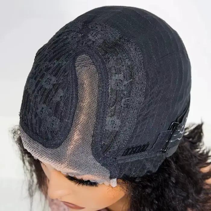 Perruque Lace Wig naturelle sans colle, cheveux crépus lisses, avec raie latérale, 14 pouces, naissa