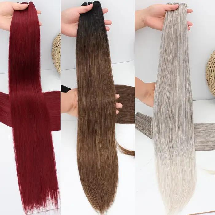 Bio cheveux raides paquets 26 "naturel doux résistant à la chaleur fibres synthétiques Extensions de