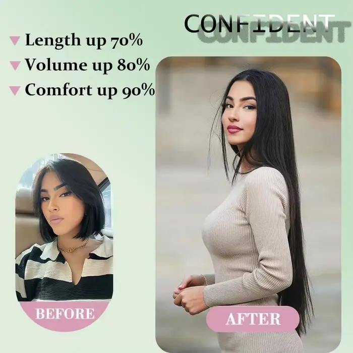 Extensions capillaires synthétiques lisses quatre pièces pour femmes, 4 pièces, 16 pouces/20 pouces/