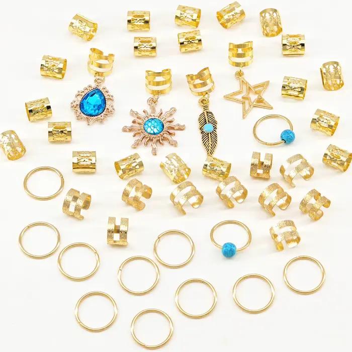 46 pièces pendentif Turquoise Dreadlock tresse cheveux perle anneaux de cheveux Style Hippie accesso