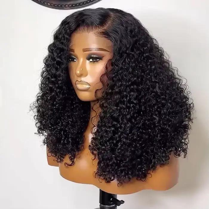 Perruques Bob Courtes Bouclées à 200% de Densité, Cheveux Humains, Perruque Bob Ondulée Profonde, Pe