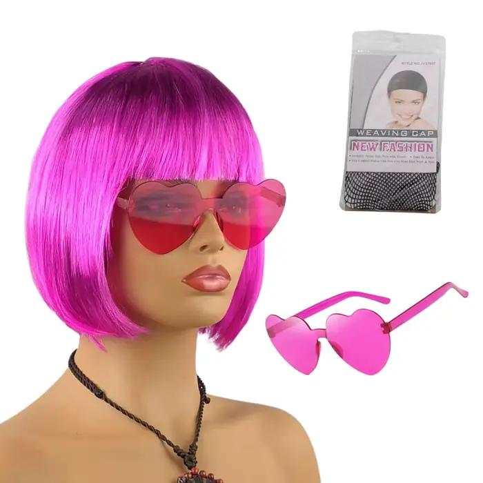 Perruque en fibre synthétique de la marque Anxin : coupe de cheveux bob avec frange, texture de chev