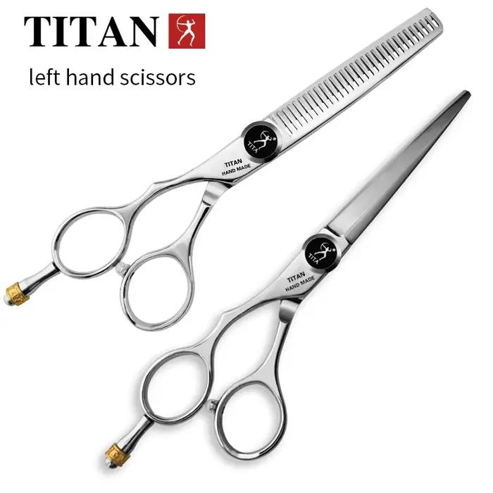 TITAN professionnel barbier coupe poignée gauche ciseaux à cheveux coupe et amincissement cisaille 6