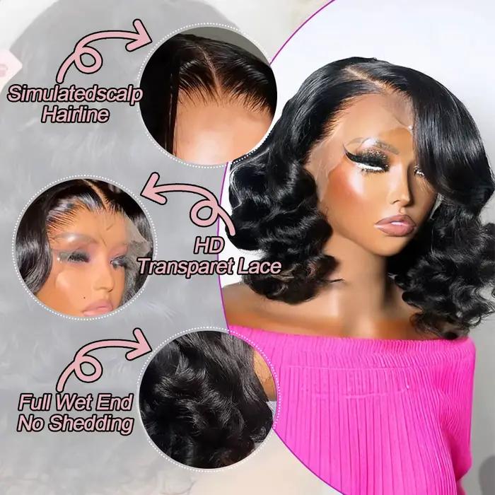 13x6 sans colle HD dentelle avant perruque vague de corps brésilien cheveux humains pré-coupé dentel