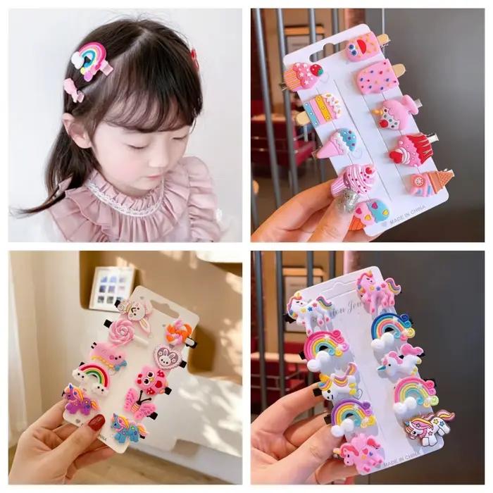 Pinces à cheveux licorne de dessin animé pour filles, jolies épingles à cheveux pour enfants, bandea